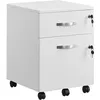 Image de Caisson Bureau - VASAGLE - Petit Meuble de Rangement Mobile - 2 Tiroirs - Blanc - Panneau MDF PVC
