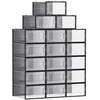 Image de Boîtes à chaussures pliables SONGMICS - Lot de 18 - Transparent et noir - Pour pointure jusquà 42