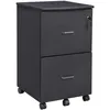 Image de VASAGLE Caisson de Bureau Mobile2 Tiroirs Système de Blocage des roulettesRails de Suspension RéglablesNoir Granite LCD27BKV1