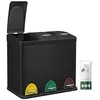 Image de SONGMICS Poubelle de recyclage Poubelle à pédales 3-en-1 24 litres en métal pour cuisine durable facile à nettoyer Noir