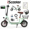 Image de Trottinette Électrique iScooter i12 Vert avec Siège 12 Deux amortisseurs à lavant et à larrière 500W Autonomie 30-35km 36V7.5Ah