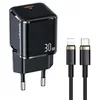 Image de Chargeur adaptateur - USAMS - UXTZH01 - USB C GaN 30W - Câble Type C vers Lightning 12 m - Noir