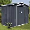 Image de Abri de Jardin en Métal Cabane à Outils en Tôle Galvanisée avec Porte Coulissante et Deux Fenêtres de Ventilation 227 x 191 x 192 cm