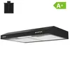 Image de CIARRA Hotte visière 60cm Classe A+ avec Filtre à charbon 3 vitesses 220m³/h Recyclage & Evacuation - Hotte Encastrable - Noir