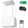 Image de CIARRA Hotte Ilot Intelligente Wi-FI APP Contrôle 700m3/H Booster Hotte à Recyclage 48cm Blanc & Inox