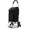 Image de VOUNOT® Chariot de courses 2 en 1 pliable aluminium - caddie et diable - sac imperméable - 6 roues monte escalier - noir