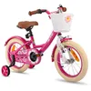 Image de Bicyclette pour enfants - HILAND - 14 pouces - 3-5 ans - Panier - Freins en V - Rose