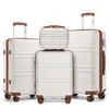 Image de Kono Set de 4 Valises Rigide Bagage Cabine (24/51.5/65/75cm) Valises de Voyage avec 4 roulettes et Serrure TSA + Vanity Case Crème