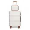 Image de Kono Set de 2 Valise de Voyage 55x40x22cm Valise Rigide ABS Bagage Cabine+Valise Vanity Case à 4 roulettes et Serrure TSA Crème