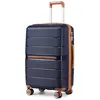 Image de British Traveller Valise Moyenne 66x44x28.5cm Valise de Voyage Valises Trolley en Polypropylène à 4 roulettes et Serrure TSA Marine
