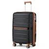 Image de British Traveller Valise de Voyage 56x37x22cm Bagage à main Cabine à roulettes Valise Rigide Enregistrement en Polypropylène Noir