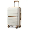 Image de British Traveller Valise Moyenne 66x44x28.5cm Valise de Voyage Valises Trolley en Polypropylène à 4 roulettes et Serrure TSA Crème