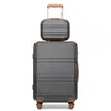 Image de Kono Set de 2 Valise de Voyage 55x40x22cm Valise Rigide ABS Bagage Cabine+Valise Vanity Case à 4 roulettes et Serrure TSA Gris