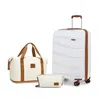Image de Kono Valise Cabine 55x38x20cm ABS Bagage Valise Rigide Légere à 4 roulettes Valises de Voyage+ Sac Cabine Ryanair 40x20x25cm Crème