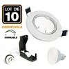 Image de 10 Spots encastrable orientable BLANC avec GU10 6W Dimmable Blanc Chaud 3000K