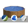 Image de Kit piscine acier aspect bois Gré Sicilia ronde 320 x 122 m + Bâche hiver + Bâche à bulles + Tapis de sol