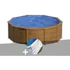 Image de Kit piscine acier aspect bois Gré Sicilia ronde 320 x 122 m + Tapis de sol