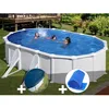 Image de Kit piscine acier blanc Gré Atlantis ovale 527 x 327 x 132 m + Bâche hiver + Bâche à bulles