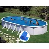 Image de Kit piscine acier blanc Gré Atlantis ovale 815 x 490 x 132 m + Bâche à bulles