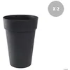 Image de Lot de 2 Pots de fleur rond Toscane Ø 44 x H.53 cm Anthracite - Eda