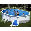 Image de Kit piscine acier blanc Gré Bora Bora ovale 634 x 399 x 122 m + Bâche à bulles