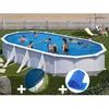 Image de Kit piscine acier blanc Gré Atlantis ovale 815 x 490 x 132 m + Bâche hiver + Bâche à bulles