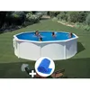 Image de Kit piscine acier blanc Gré Bora Bora ronde 370 x 122 m + Bâche à bulles