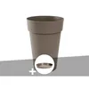 Image de Pot de fleur rond Toscane Ø 46 x H.65 cm Taupe + Soucoupe - Eda