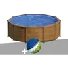 Image de Kit piscine acier aspect bois Gré Sicilia ronde 480 x 122 m + Bâche hiver