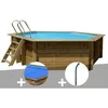 Image de Kit piscine bois Gré Vanille 2 Ø 400 x 119 m + Bâche à bulles + Douche