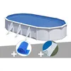 Image de Kit piscine acier blanc Gré Fidji ovale 527 x 327 x 122 m + Bâche à bulles + Tapis de sol