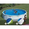 Image de Kit piscine acier blanc Gré Fidji ronde 570 x 122 m + Bâche hiver + Tapis de sol