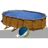 Image de Kit piscine acier aspect bois Gré Mauritius ovale 5 27 x 3 27 x 1 32 m + Bâche hiver