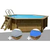 Image de Kit piscine bois Gré Vanille 2 Ø 400 x 119 m + Bâche hiver + Bâche à bulles