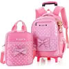 Image de Sac Dos Roulettes pour Filles - Cartable Roulettes avec Sac Main avec Nud Papillon pour Enfants couleurs multiples CARTABLE
