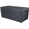 Image de Keter Coffre de rangement de jardin Sumatra style rotin résistant aux intempéries en résine Graphite - 511L - 145x73x64 cm