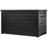 Image de Keter Coffre de rangement Ontario XXL coffre en résine style bois verrouillable résistant Graphite - 870L - 147x83x86 cm
