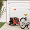 Image de Remorque de vélo pour chien Zerodis orange et noir en tissu Oxford et fer