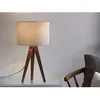 Image de Lampe à poser trépied en bois et abat jour cylindre en tissu blanc Kullen - 44cm