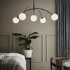 Image de Suspension Heaven - Markslöjd - 5 lumières - Métal/Verre Opalin - Noir