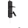 Image de Applique murale Carica noire avec étagère port USB-C LED intégrée 4W liseuse orientable - Markslojd