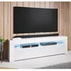 Image de Meuble TV de salon avec LED Blanc brillant 2 Portes avec 2 Compartiments 140 x 505 x 35cm Modèle Aker