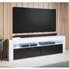 Image de Meuble TV de salon avec LED Blanc et Noir brillant 2 Portes avec 2 Compartiments 140 x 505 x 35cm Modèle Aker