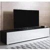 Image de Design Ameublement - Meuble TV LUKE H2 Sur pieds plastique 2 cm - Noir et Blanc Brillant - 160x32x40cm