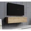 Image de Meuble TV Suspendu de salon 1 Porte avec 2 Compartiments Couleur Chêne L 120 x P 40 x H 30 cm Modèle Aitana M1
