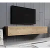 Image de Meuble TV Suspendu de salon 1 Porte avec 3 Compartiments Couleur Chêne L 180 x P 40 x H 30 cm Modèle Aitana M2
