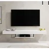 Image de Meuble TV Suspendu Meuble TV de salon Support pour Téléviseur L 150 x P 296 x H 22 cm Couleur Blanc Mat Modèle Aydin
