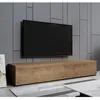 Image de Meuble TV avec pieds de salon 1 Porte avec 3 Compartiments Couleur Chêne L 180 x P 40 x H 32 cm Modèle Aitana M2