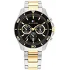 Image de Montre homme bracelet acier - Tommy Hilfiger - Montre Tommy Hilfiger tout acier bi-color cadran noir