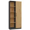 Image de VILLME - Bibliothèque design minimaliste - 1 porte + 10 étagères - 80x30x182 cm - Meuble de rangement